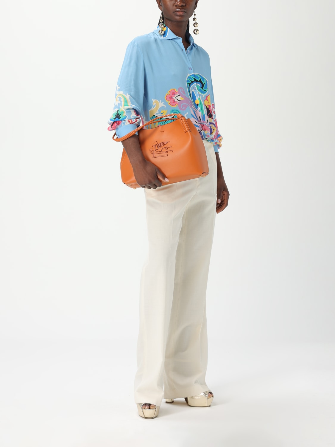 ETRO BORSA A SPALLA: Borsa Libra Etro in pelle , Arancione - Img 2