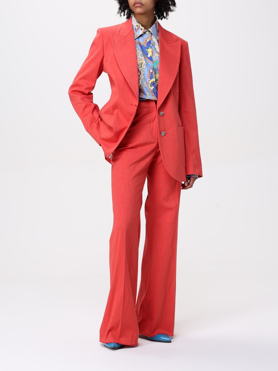 アウターその他 ETRO Woman Blazer Coral WRCA000999TJEB8 R0365 Women's stretch cotton jacket wrca000999tjeb8 Coral