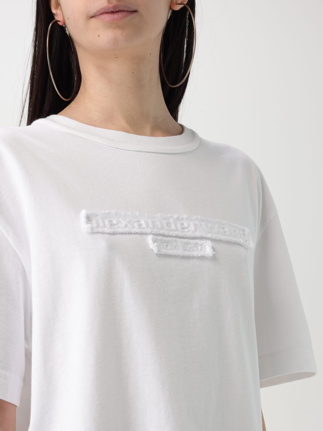 ALEXANDER WANG: T-shirt in cotone con logo - Bianco | T