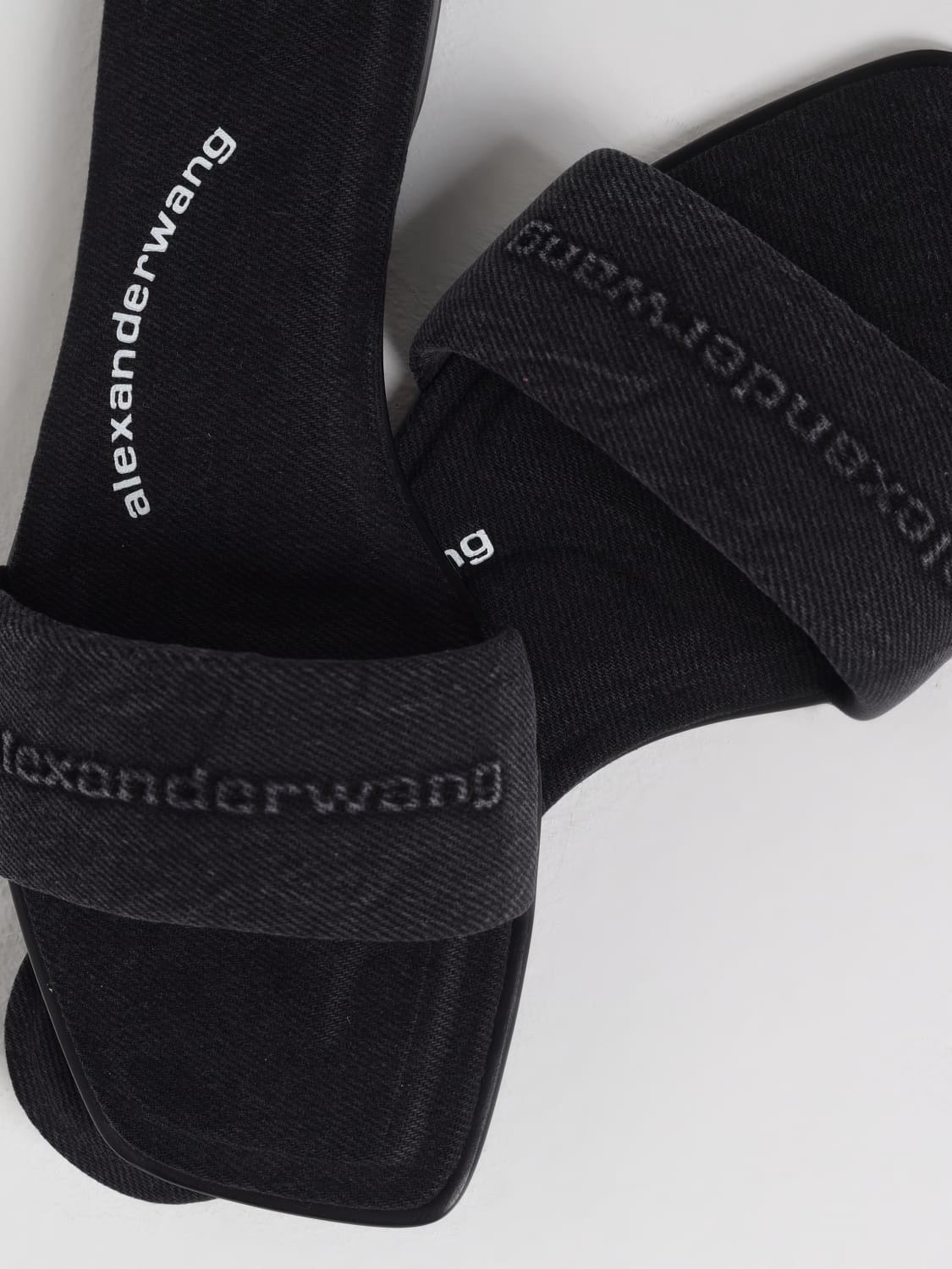 ALEXANDER WANG: Mules Vy in denim di cotone - Grigio