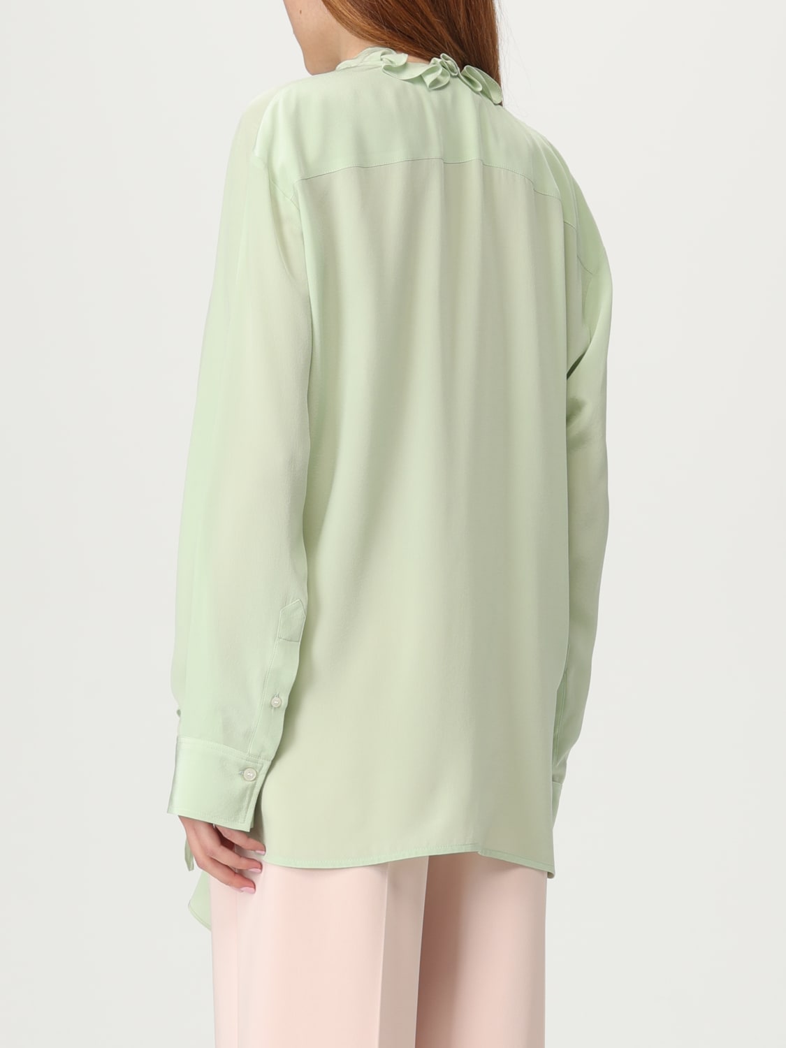 VICTORIA VICTORIA BECKHAM CAMICIA: Camicia Victoria Victoria Beckham in seta con rouches , Verde - Img 3