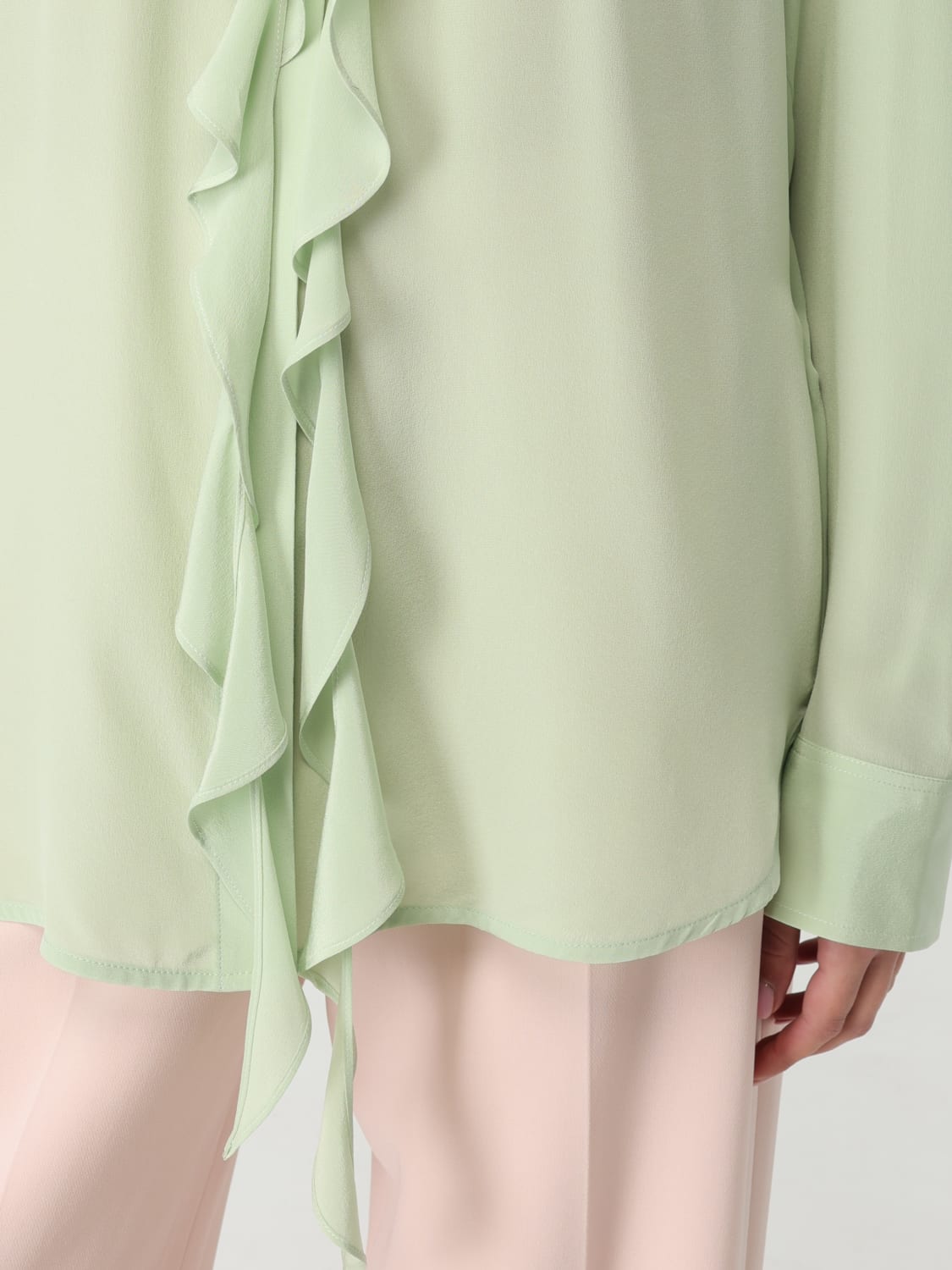 VICTORIA VICTORIA BECKHAM CAMICIA: Camicia Victoria Victoria Beckham in seta con rouches , Verde - Img 5