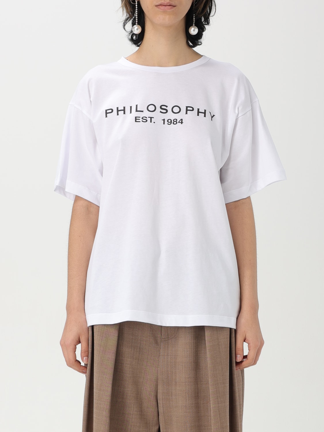 PHILOSOPHY DI LORENZO SERAFINI T-SHIRTS: T-shirt oversize in cotone con logo Philosophy Di Lorenzo Serafini, Bianco - Img 1