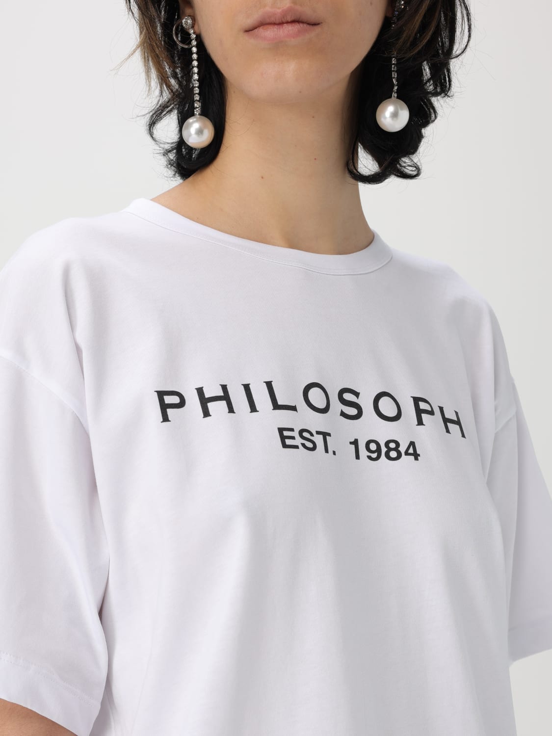 PHILOSOPHY DI LORENZO SERAFINI T-SHIRTS: T-shirt oversize in cotone con logo Philosophy Di Lorenzo Serafini, Bianco - Img 5