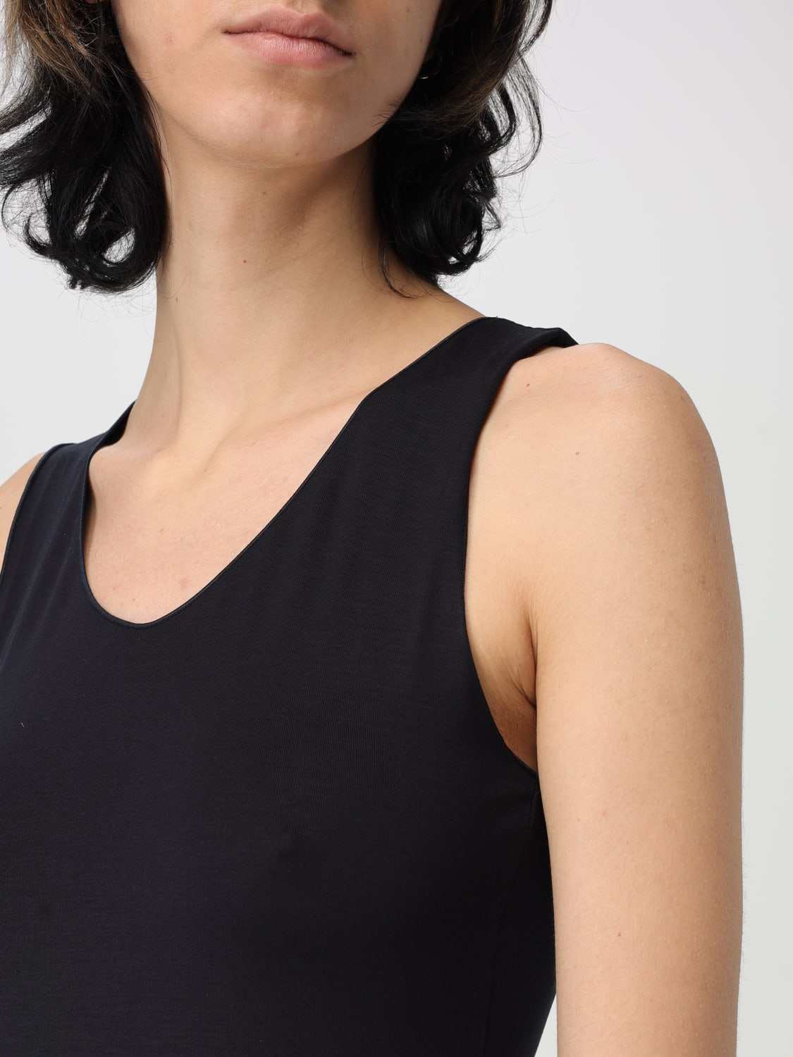 EMPORIO ARMANI TOP E BLUSE: Canotta basic Emporio Armani in viscosa , Blue - Img 3