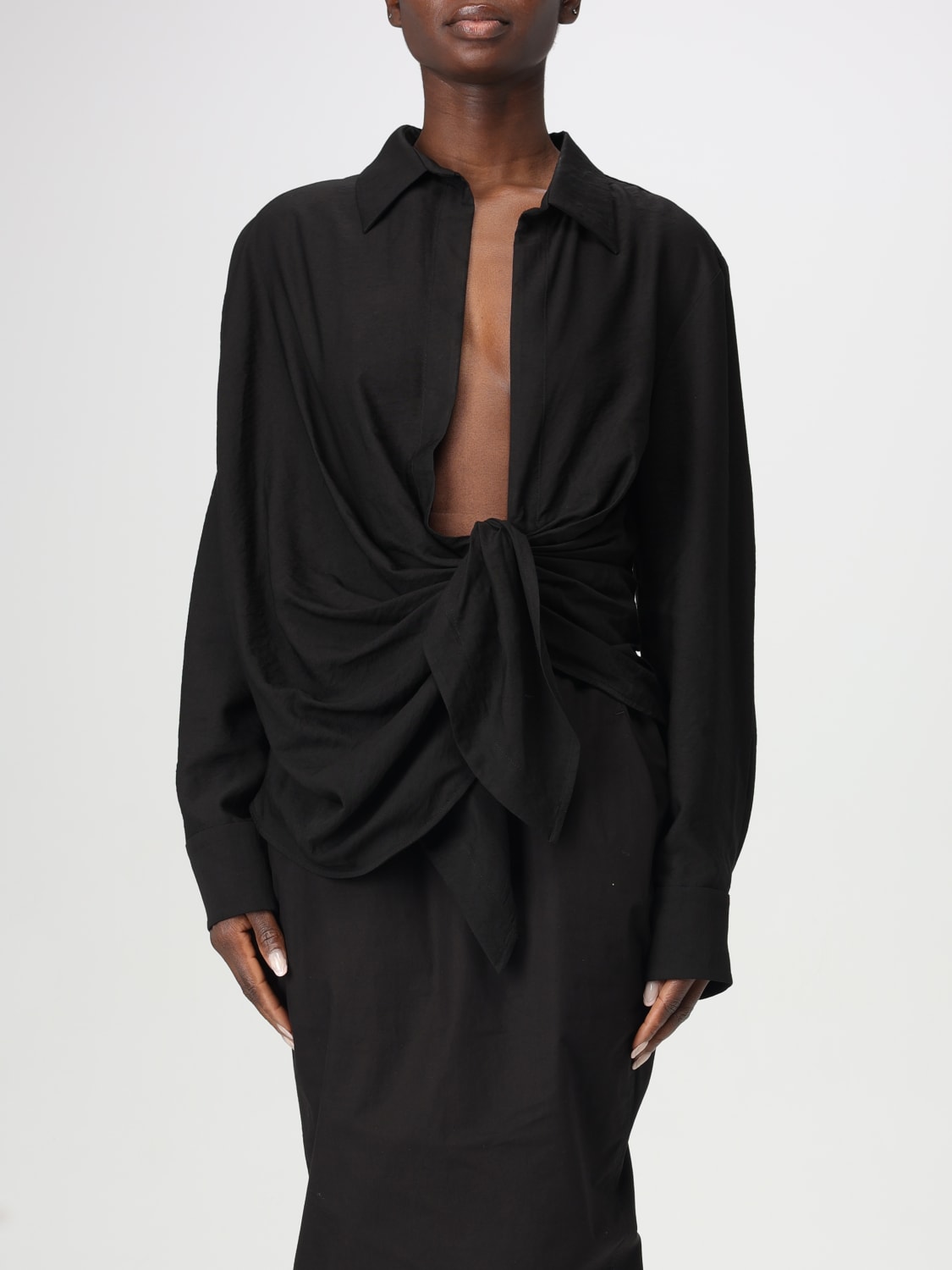 JACQUEMUS CAMICIA: Camicia Jacquemus in misto viscosa , Nero - Img 1