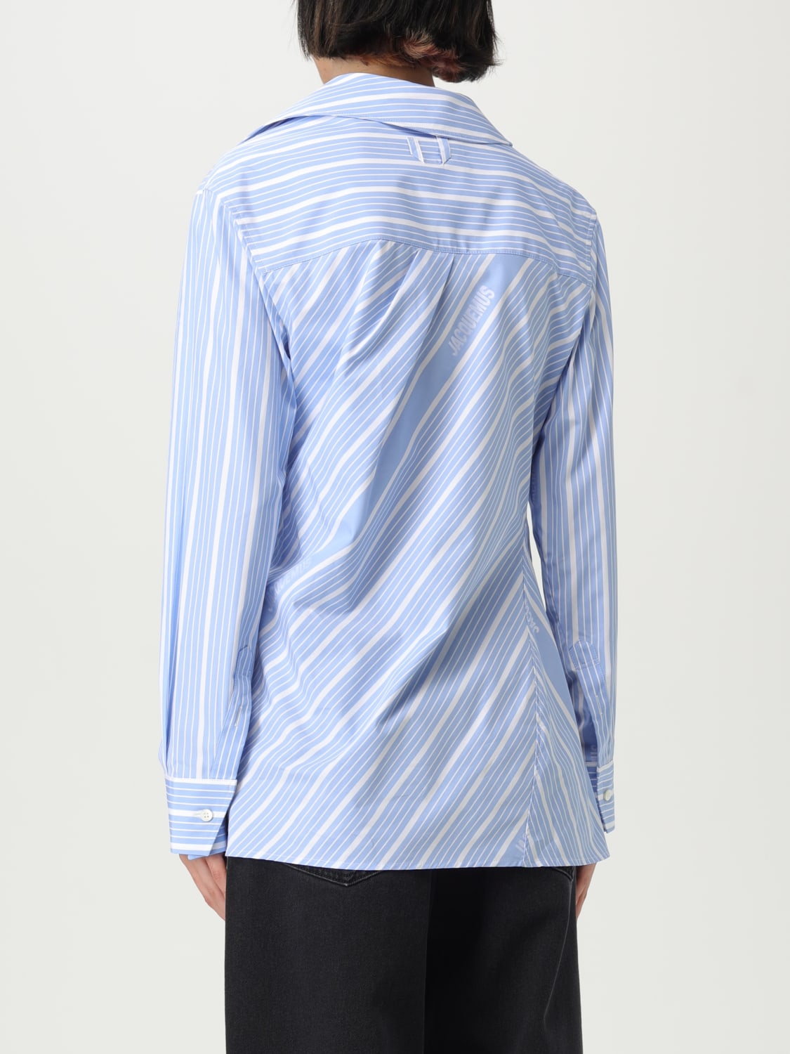 JACQUEMUS CAMICIA: Camicia asimmetrica Jacquemus in cotone a righe , Blue - Img 3