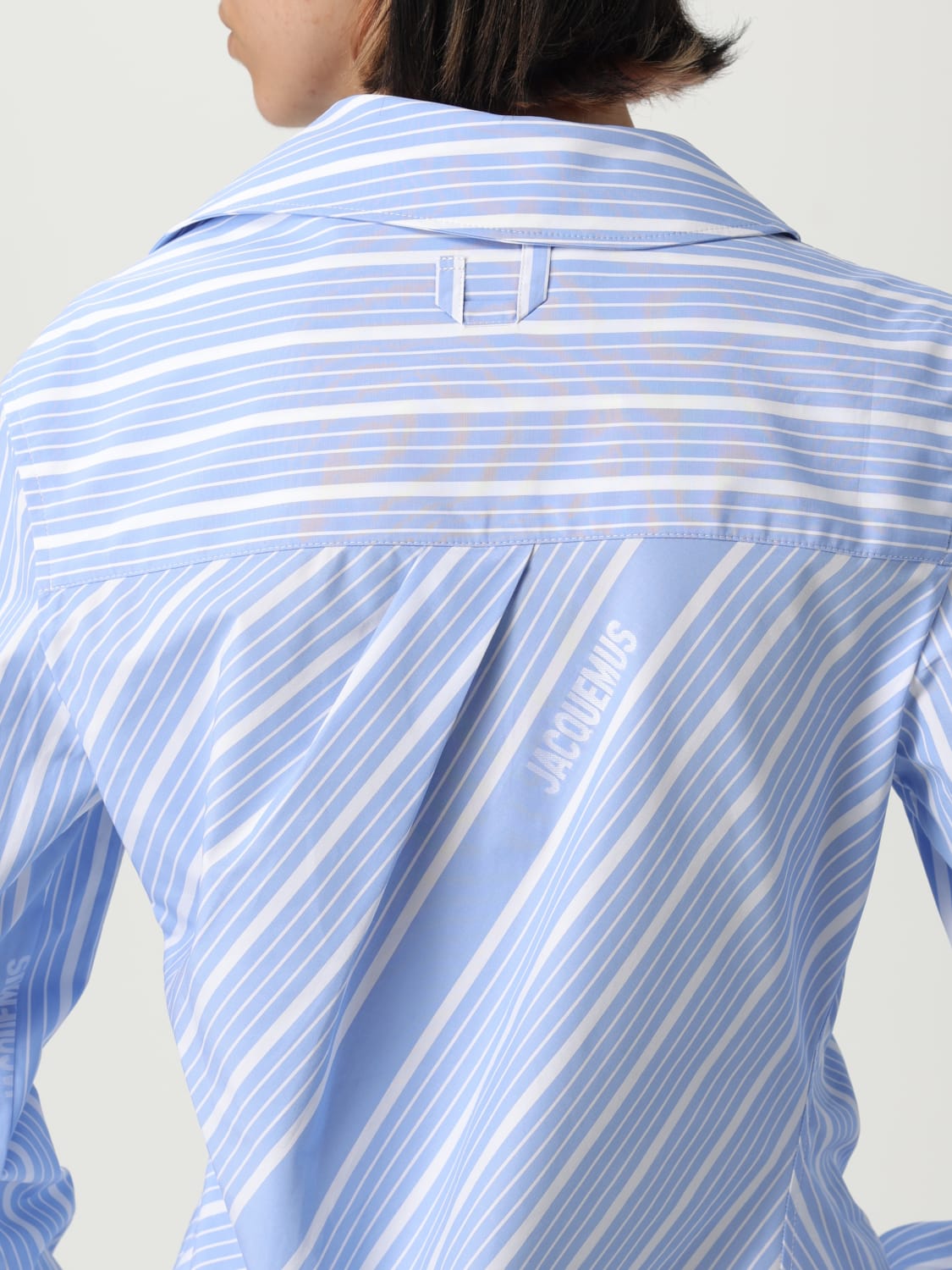 JACQUEMUS CAMICIA: Camicia asimmetrica Jacquemus in cotone a righe , Blue - Img 5