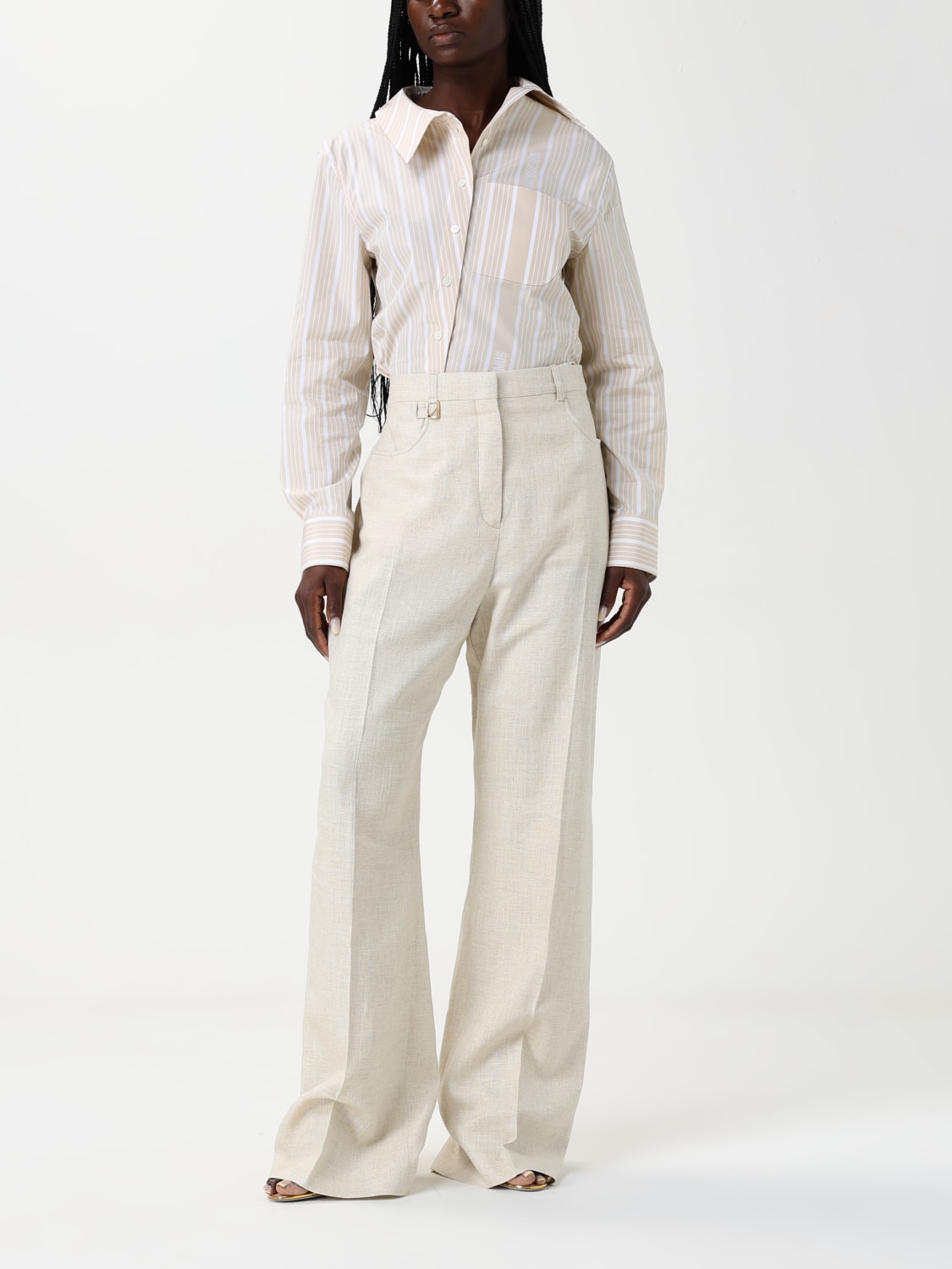JACQUEMUS CAMICIA: Camicia asimmetrica Jacquemus in cotone a righe , Nudo - Img 2