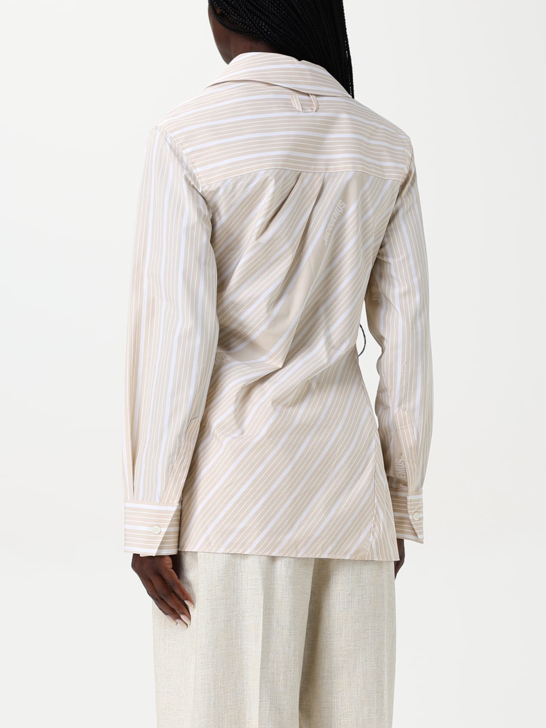 JACQUEMUS CAMICIA: Camicia asimmetrica Jacquemus in cotone a righe , Nudo - Img 3