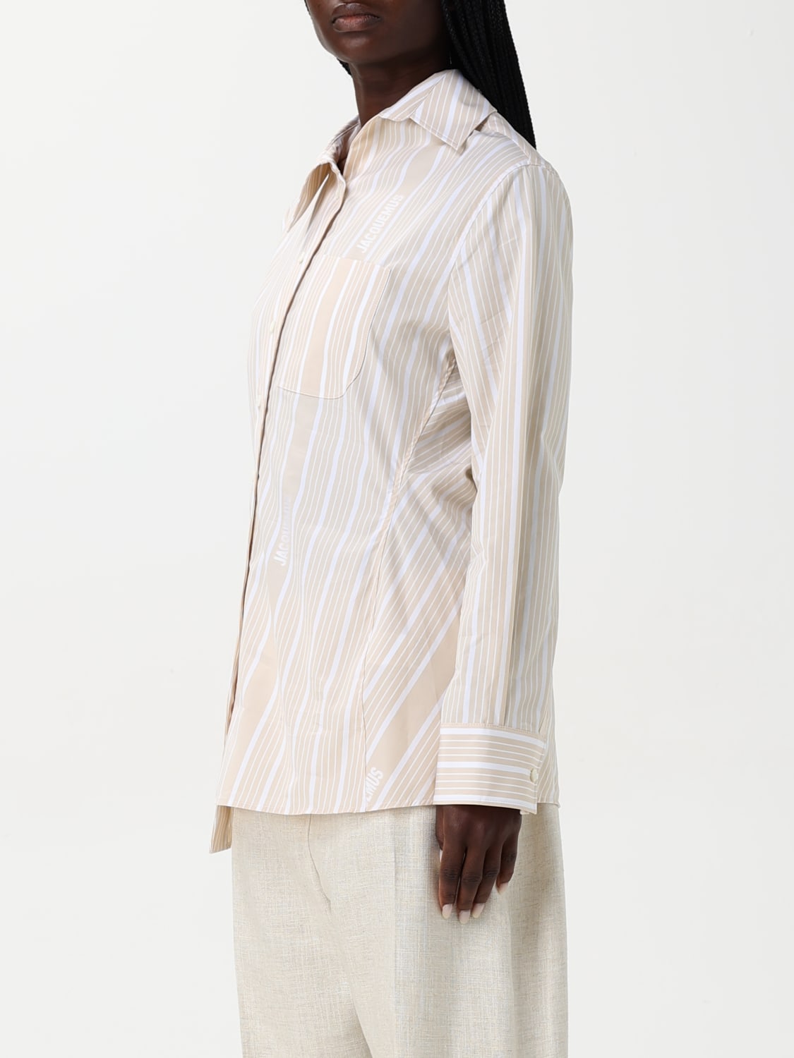 JACQUEMUS CAMICIA: Camicia asimmetrica Jacquemus in cotone a righe , Nudo - Img 4