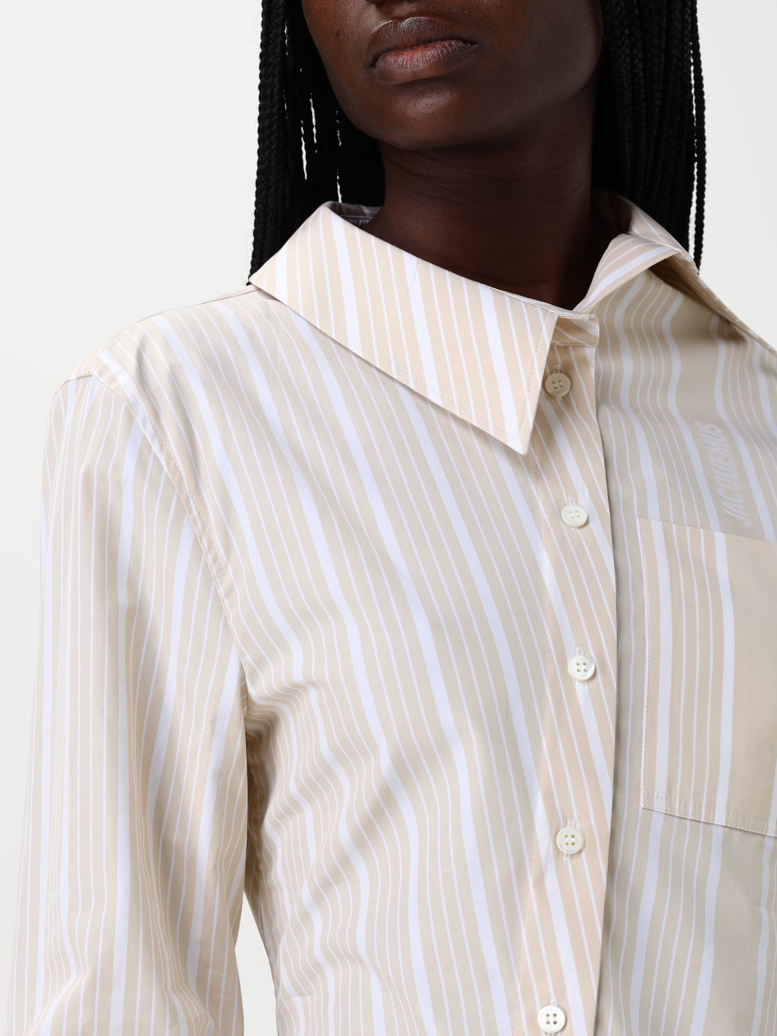 JACQUEMUS CAMICIA: Camicia asimmetrica Jacquemus in cotone a righe , Nudo - Img 5