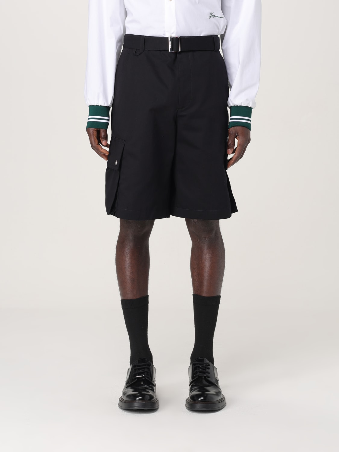 JACQUEMUS PANTALONCINO: Pantaloncino cargo Jacquemus in misto cotone e lino, Nero - Img 1