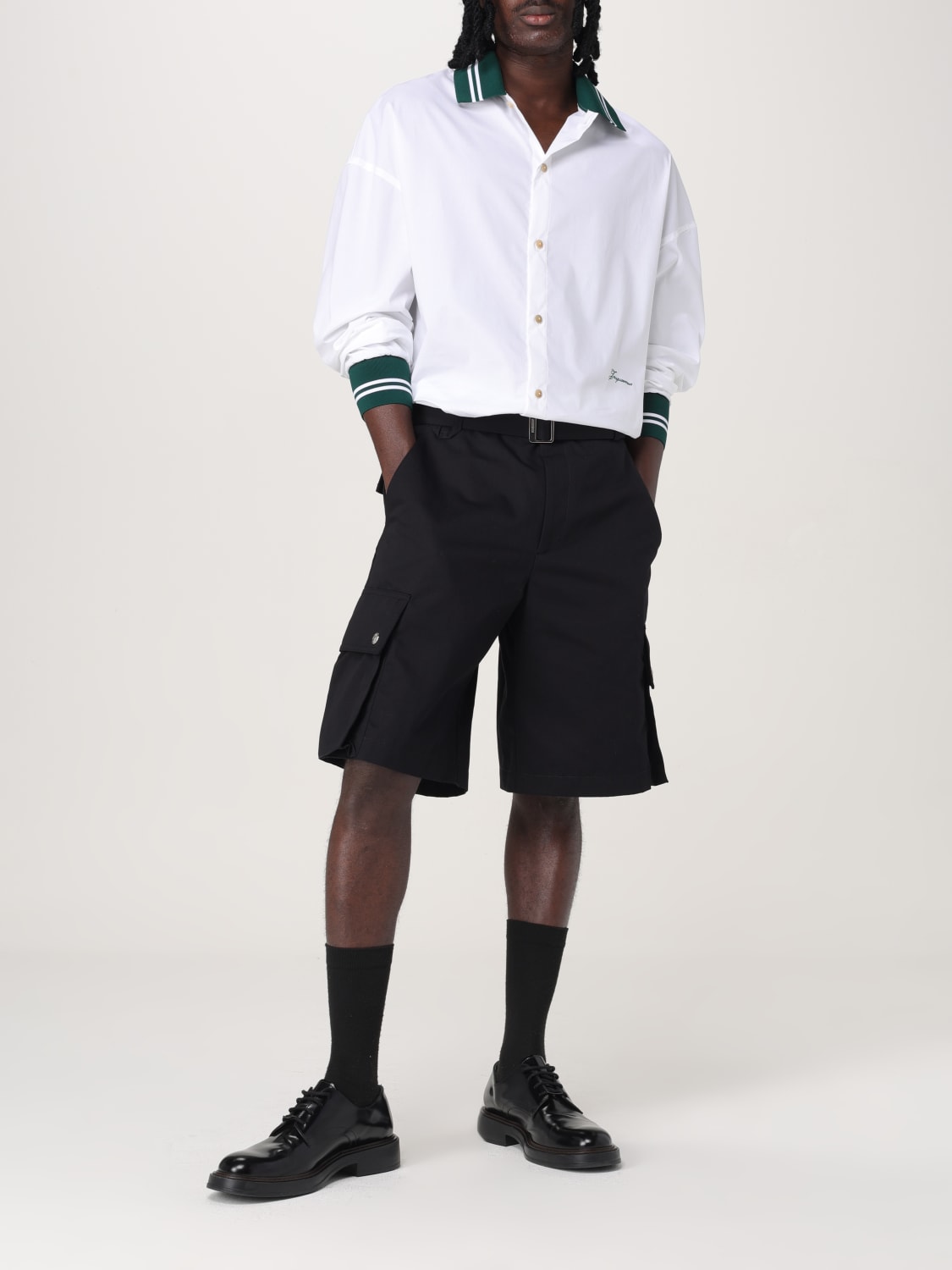 JACQUEMUS PANTALONCINO: Pantaloncino cargo Jacquemus in misto cotone e lino, Nero - Img 2