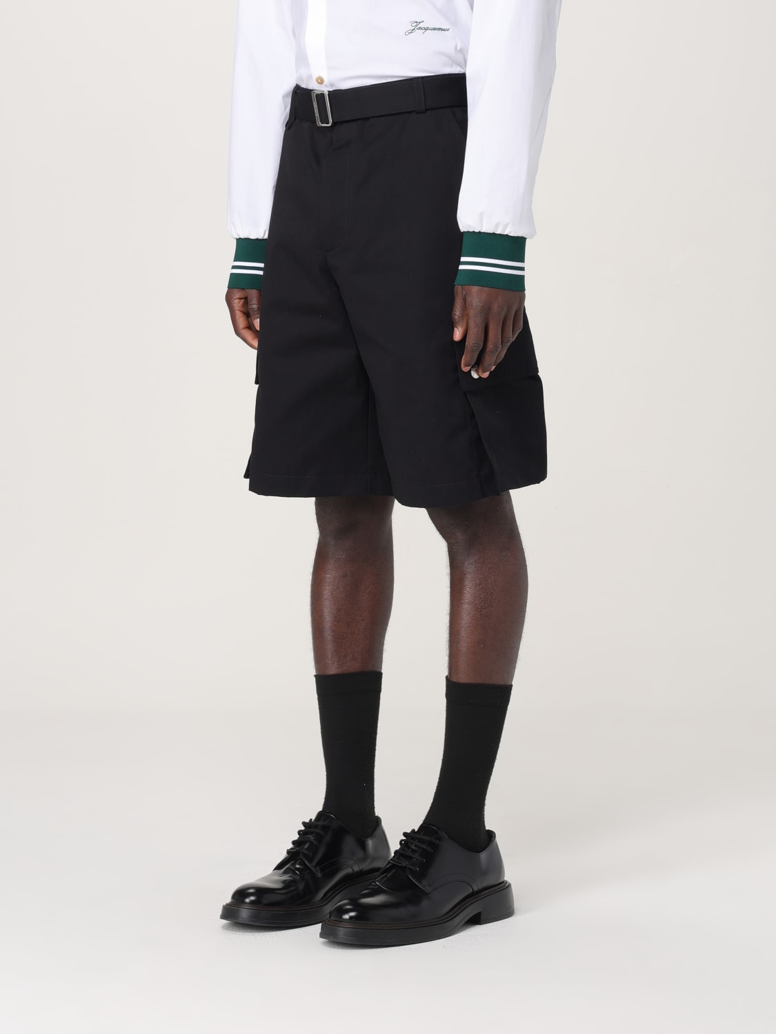 JACQUEMUS PANTALONCINO: Pantaloncino cargo Jacquemus in misto cotone e lino, Nero - Img 4