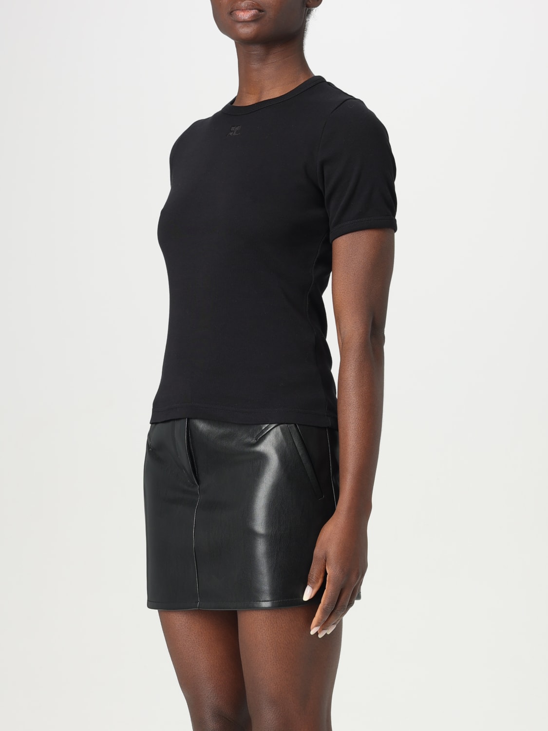 Courreges｜ (125JTS017JS0203 B155) Dark grey logo t-shirt COURREGES 125JTS017JS0203 B155