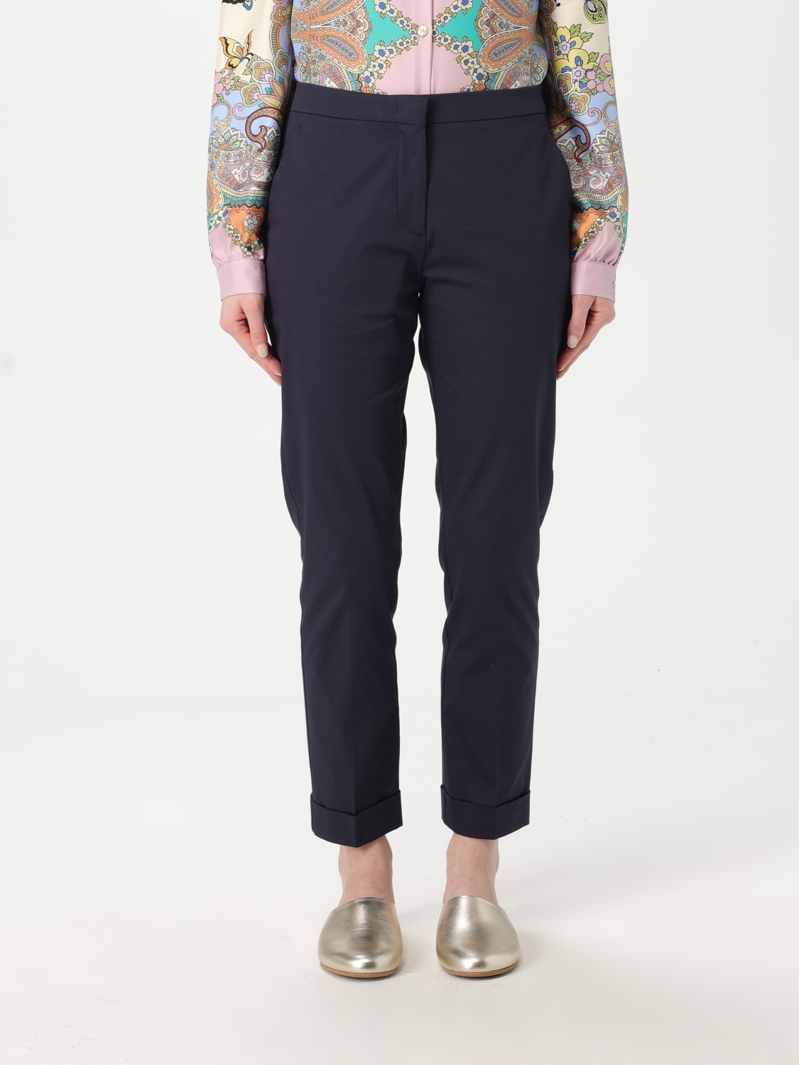 ETRO PANTALONI: Pantalone classico Etro in cotone stretch , Blue - Img 1