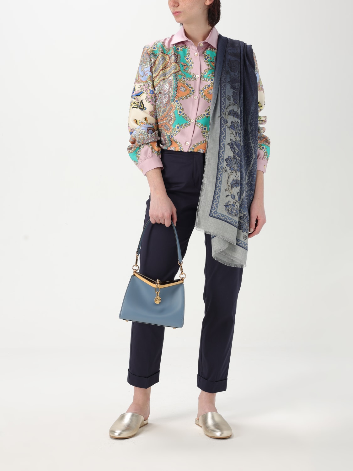 ETRO PANTALONI: Pantalone classico Etro in cotone stretch , Blue - Img 2