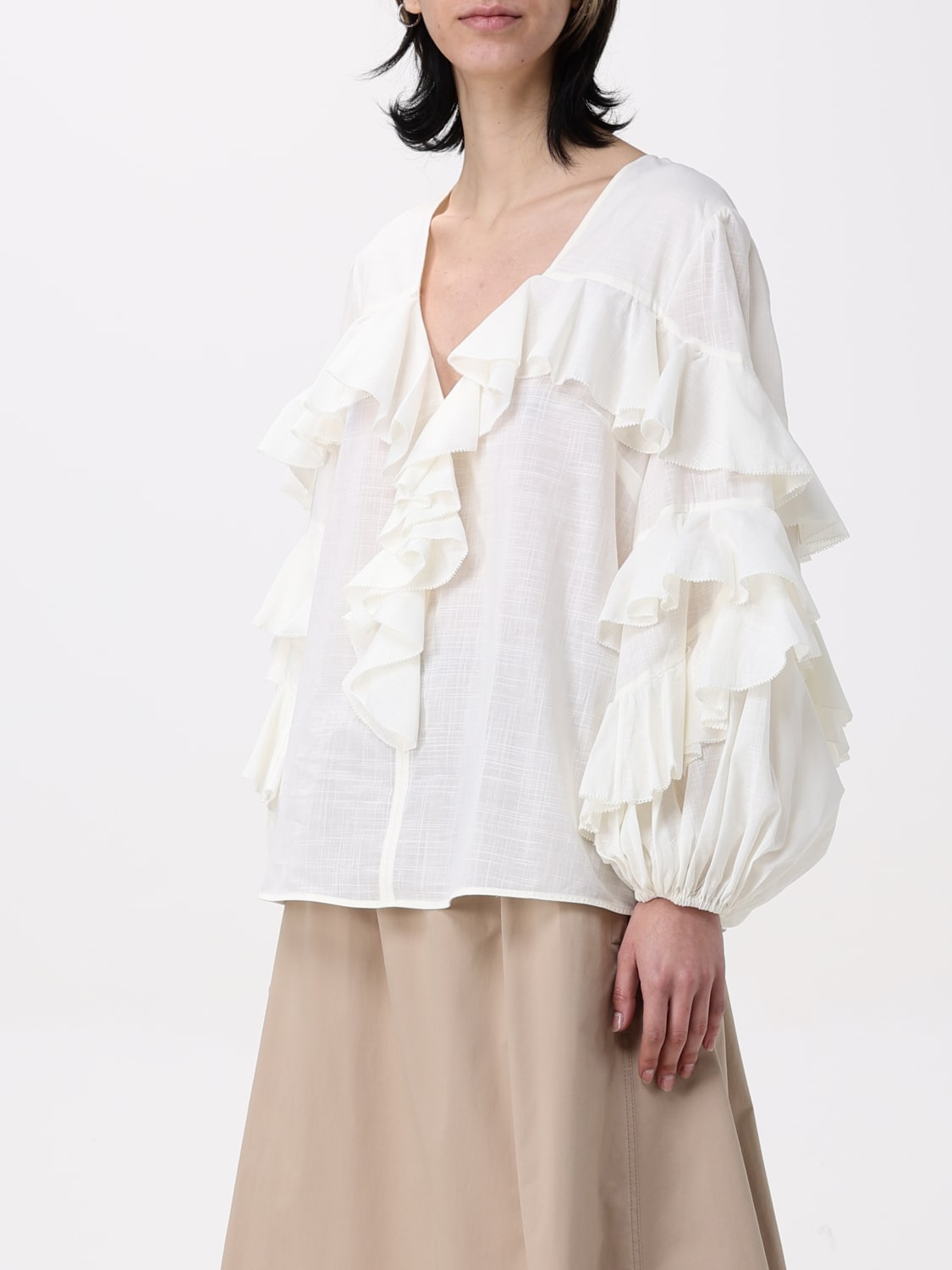 ZIMMERMANN TOP: Blusa Zimmermann in mussola , Bianco - Img 4