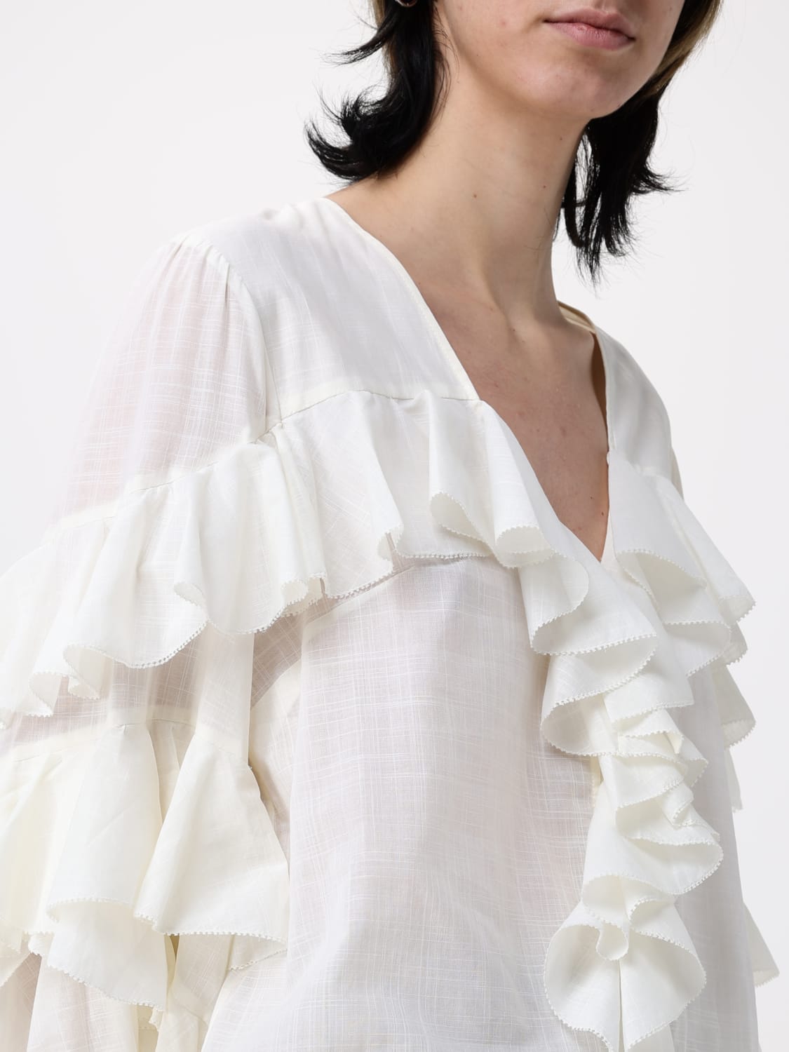 ZIMMERMANN TOP: Blusa Zimmermann in mussola , Bianco - Img 5