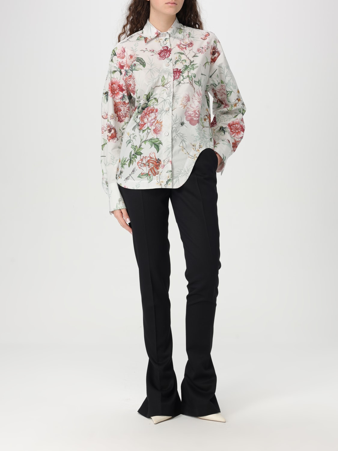 THE ATTICO CAMICIA: Camicia The Attico in cotone con stampa floreale , Avorio - Img 2