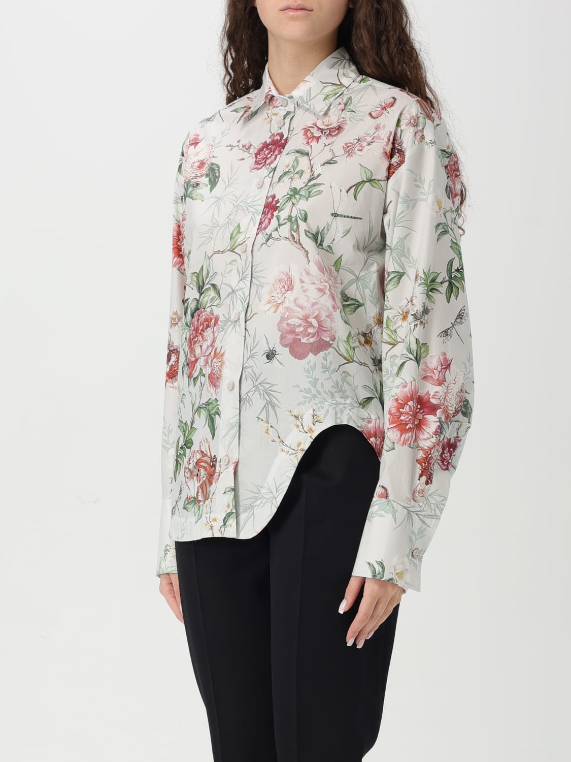 THE ATTICO CAMICIA: Camicia The Attico in cotone con stampa floreale , Avorio - Img 4