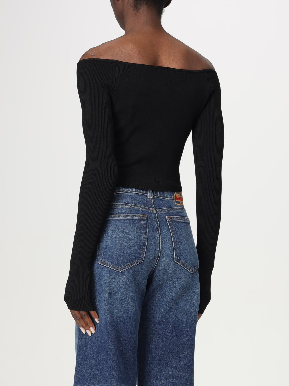 DIESEL TOP: Top cropped Diesel in jersey , Nero - Img 2