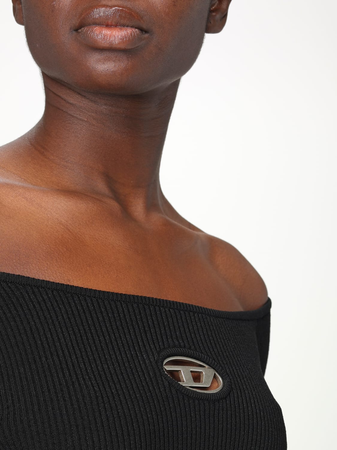 DIESEL TOP: Top cropped Diesel in jersey , Nero - Img 3