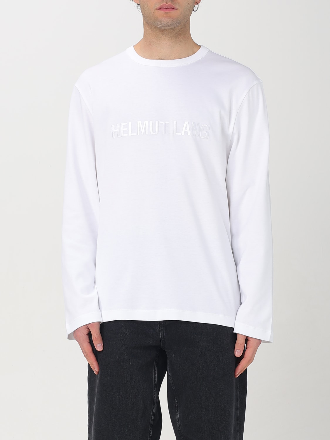 HELMUT LANG SWEATER: Helmut Lang cotton sweater with logo, White - Img 1