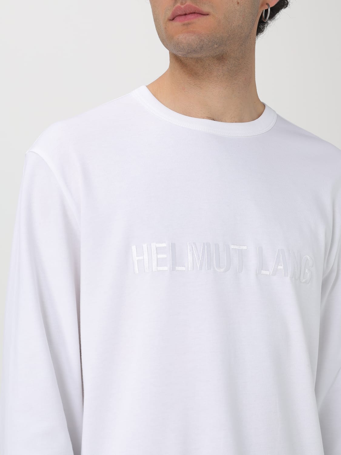 HELMUT LANG SWEATER: Helmut Lang cotton sweater with logo, White - Img 3