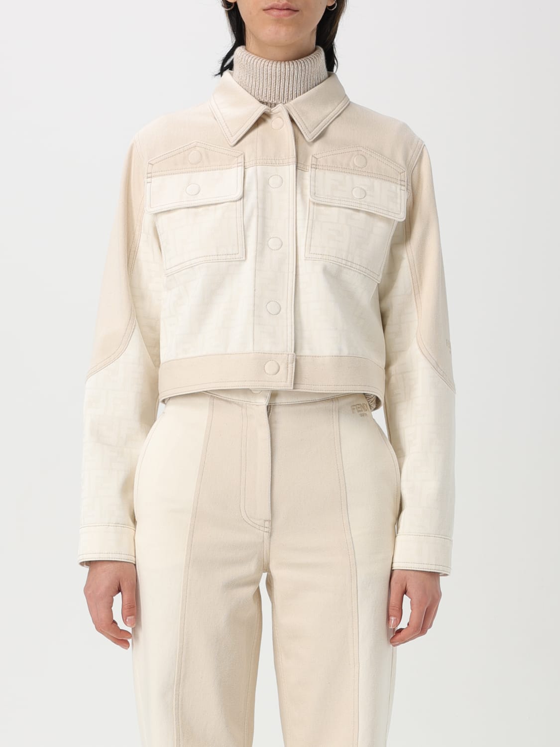 ジャケット FENDI Woman Jacket White FLF802AT23 F08QQ FENDI: Coat woman - White | Fendi jacket FLF802AT23 online