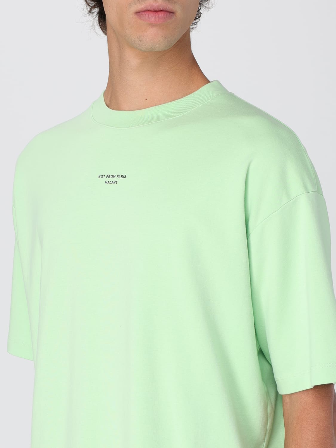 Tシャツ・カットソー DROLE DE MONSIEUR Men T Shirts TS202 CO002LGN Green Drole De Monsieur DROLE DE MONSIEUR Men T-Shirts TS202