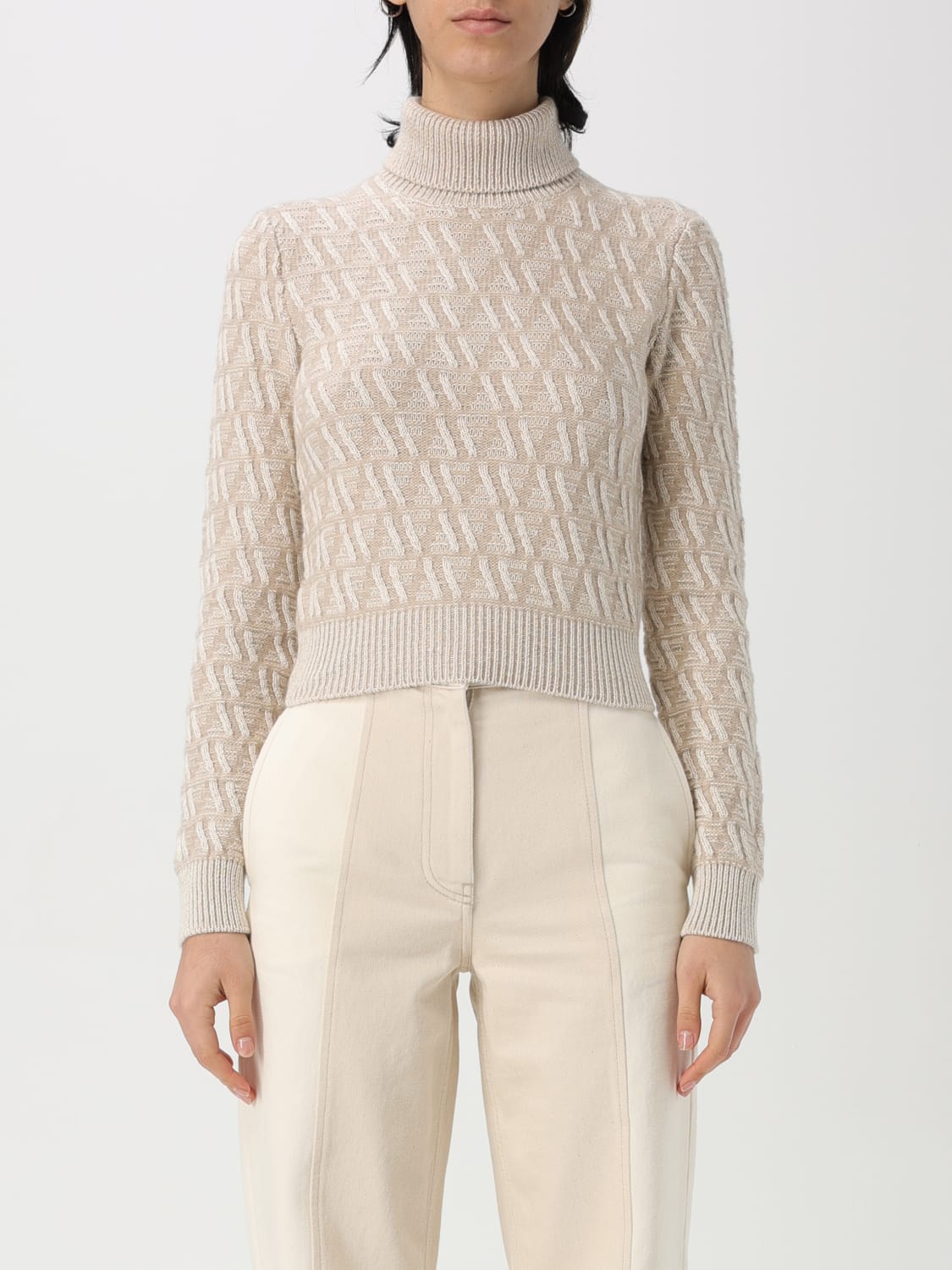 FENDI レディースセーター 42 ベージュ FENDI: Sweater woman - Beige | Fendi sweater FZXC90ATPL
