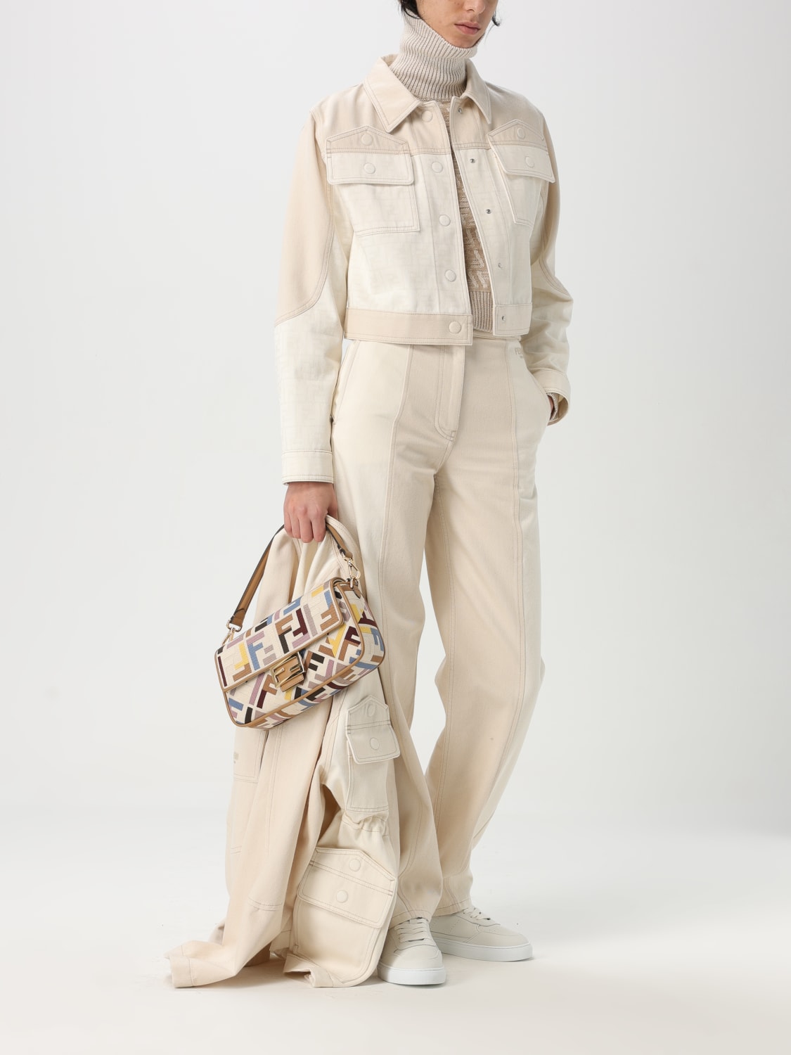 FENDI: Sweater woman Beige Fendi sweater FZXC90ATPL online at