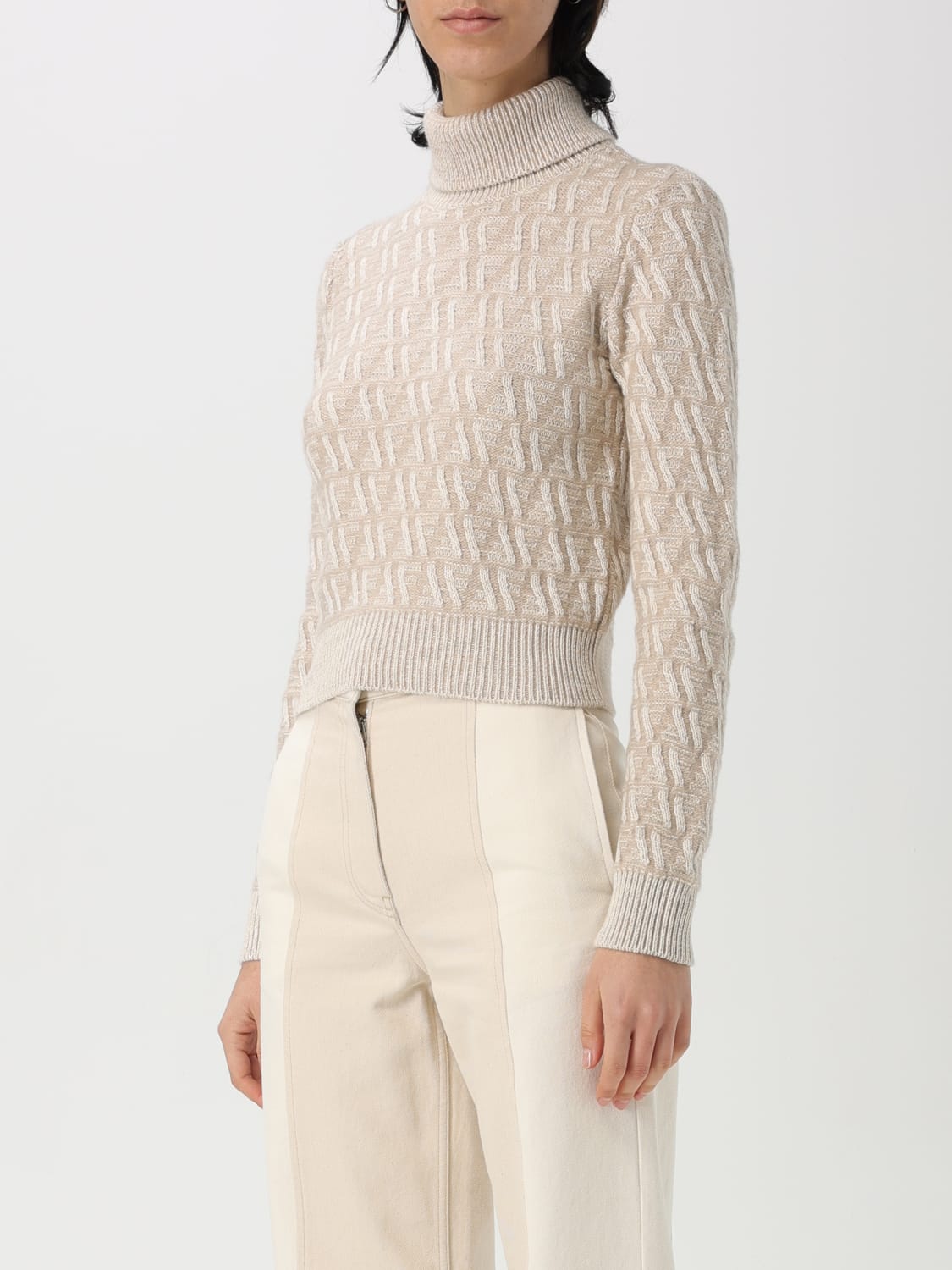 FENDI: Sweater woman Beige Fendi sweater FZXC90ATPL online at