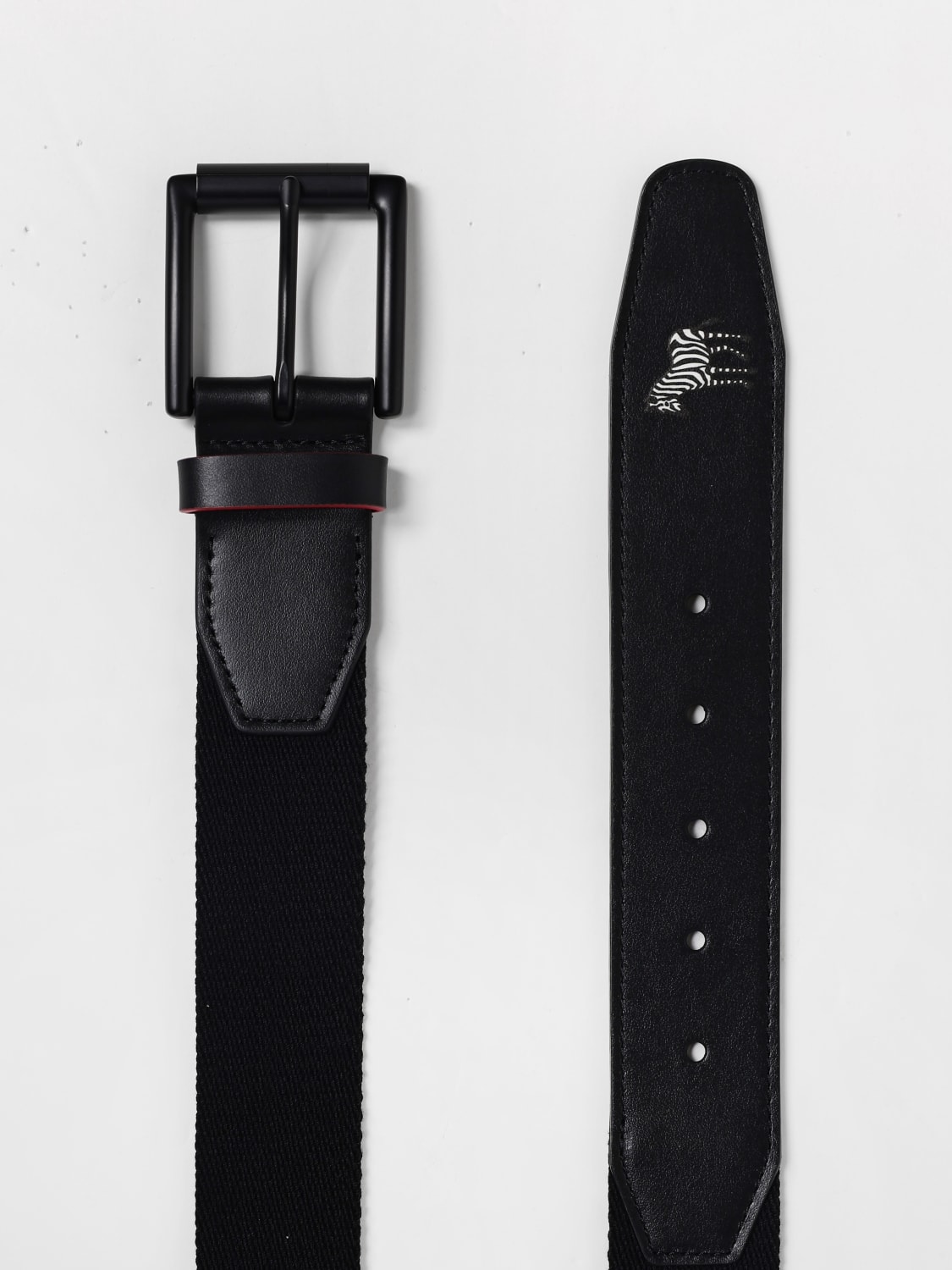 PS PAUL SMITH CINTURA: Cintura PS Paul Smith in nylon e pelle , Nero - Img 2