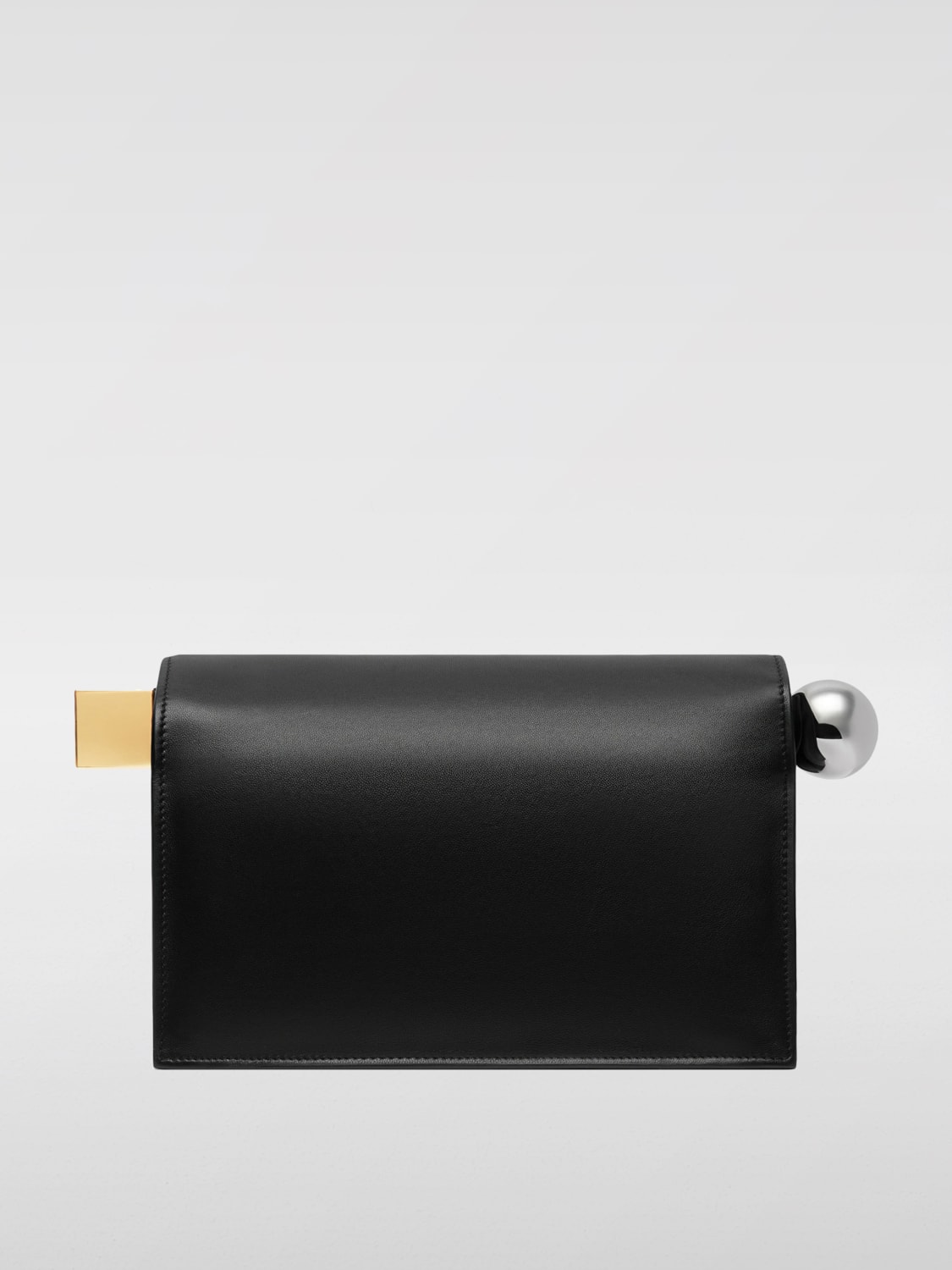 JACQUEMUS CLUTCH: Clutch Le Rond Carrè Jacquemus in pelle , Nero - Img 3