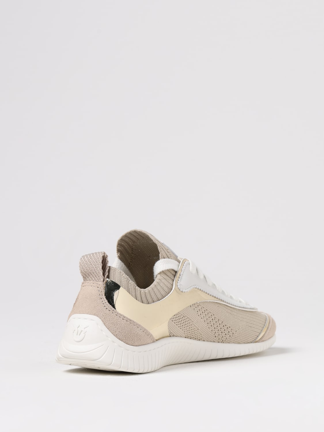 スニーカー PINKO Woman Sneakers Beige SS0061T026 Z22 Knit low-top sneakers with mirror-finish inserts