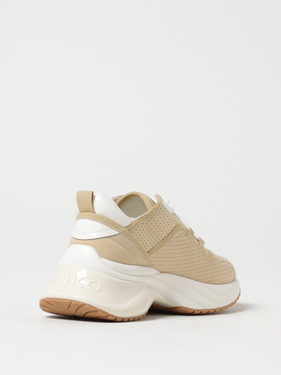 スニーカー PINKO Woman Sneakers Beige SS0065T030 K26 Perforated Ariel sneakers with bird logo