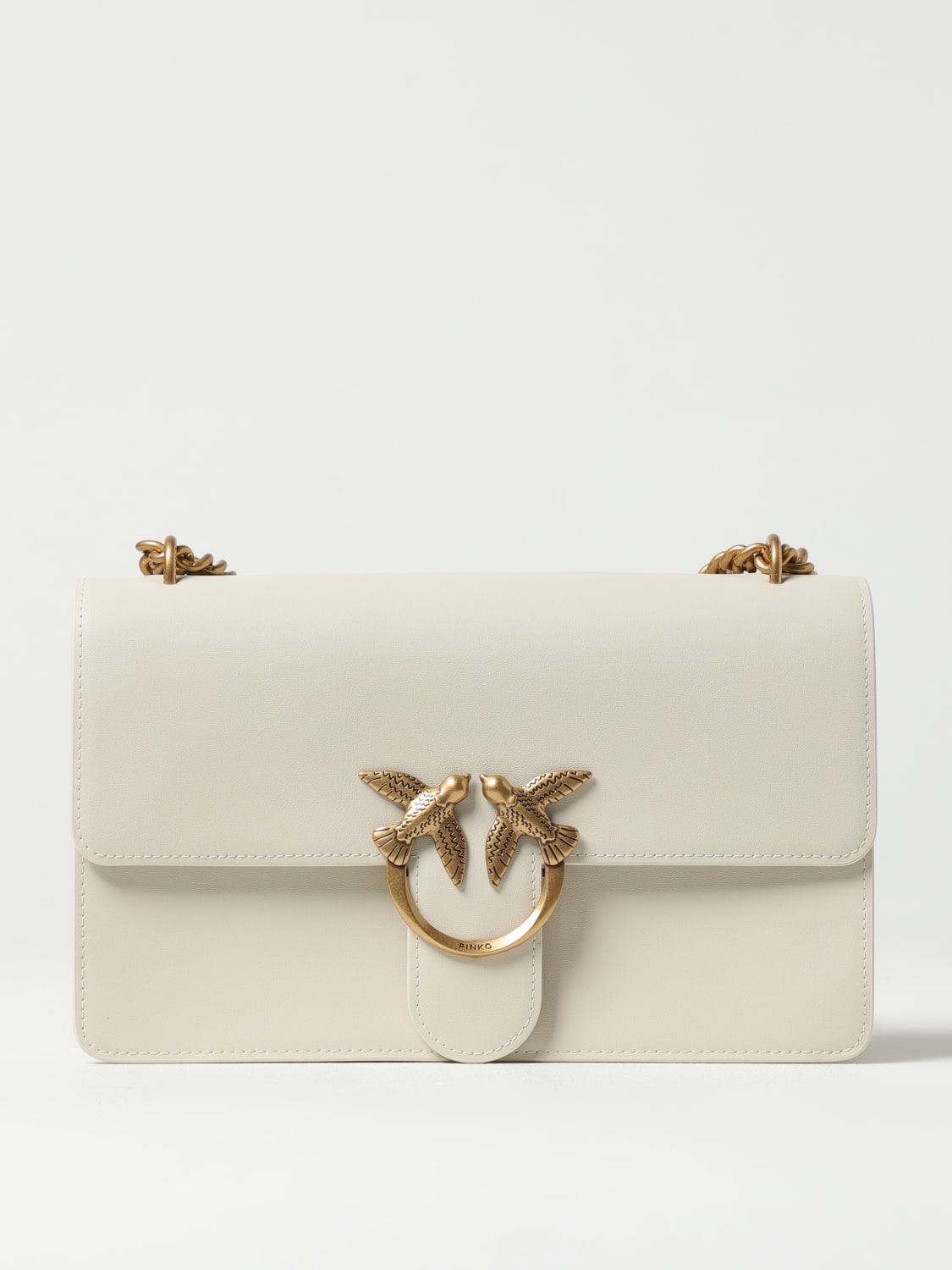 PINKO BORSA A SPALLA: Borsa Love One CLassic Pinko in pelle , Bianco - Img 1