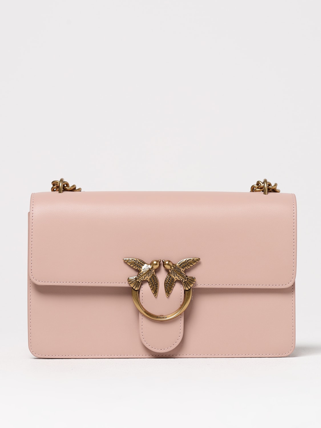 PINKO BORSA A SPALLA: Borsa Love One CLassic Pinko in pelle , Cipria - Img 1