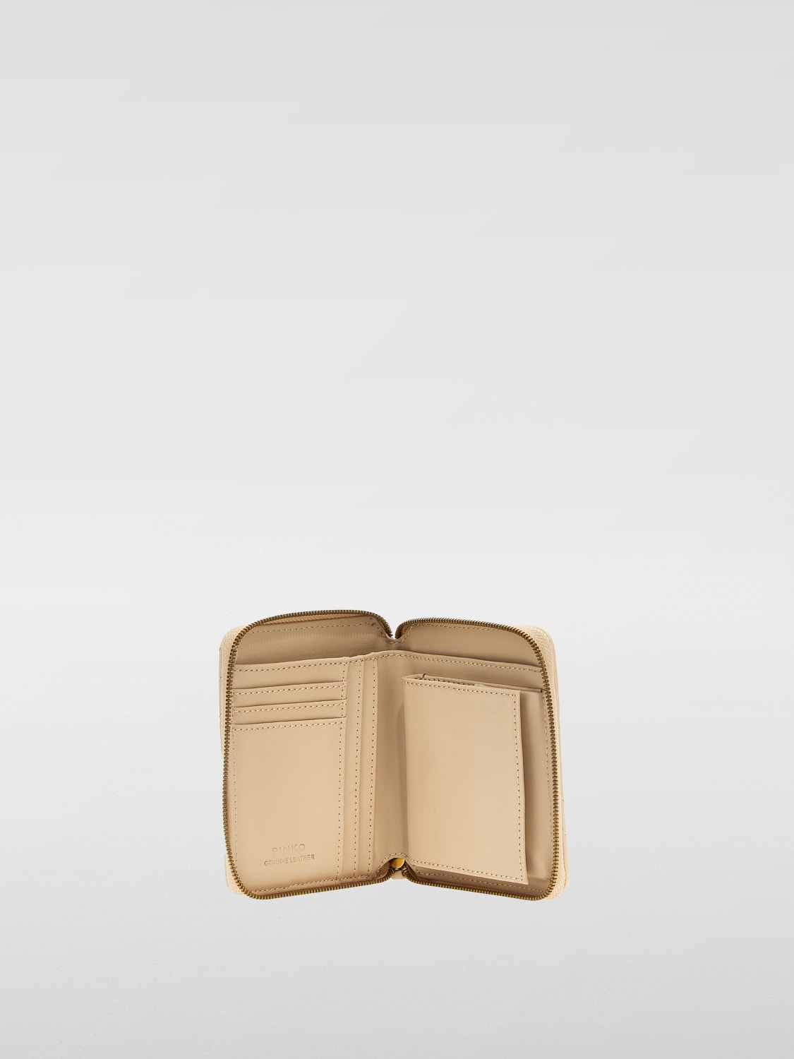 PINKO PORTAFOGLIO: Portafoglio Taylor Love Birds Pinko in pelle chevron, Beige - Img 2