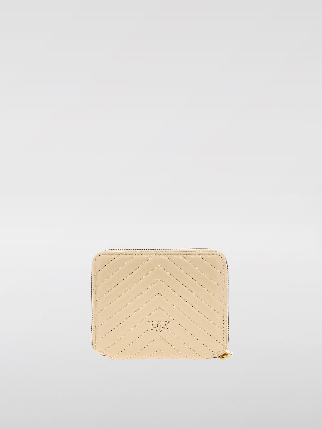 PINKO PORTAFOGLIO: Portafoglio Taylor Love Birds Pinko in pelle chevron, Beige - Img 3