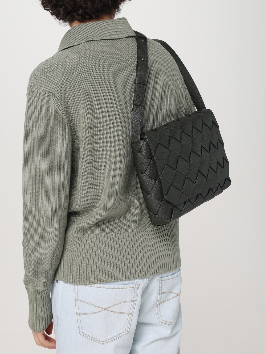 BOTTEGA VENETA BORSA A TRACOLLA: Borsa a tracolla Diago in pelle intrecciata Bottega Veneta, Verde - Img 2