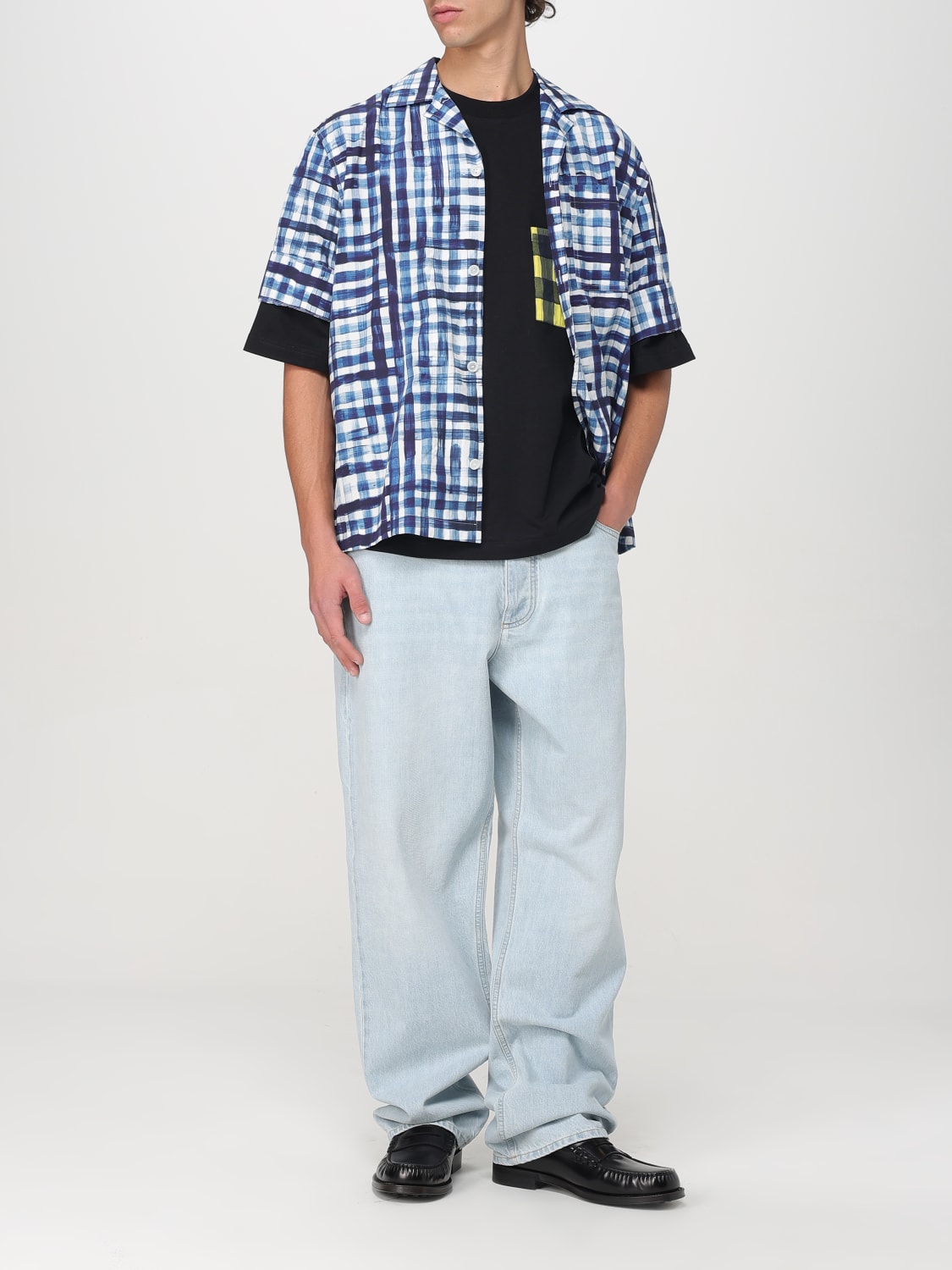 BOTTEGA VENETA CAMICIA: Camicia Bottega Veneta in cotone check , Blue - Img 2