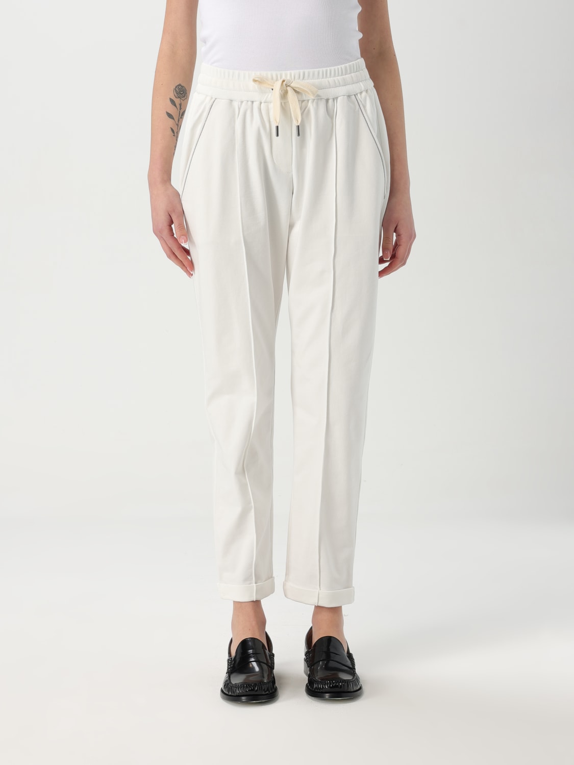 パンツ BRUNELLO CUCINELLI Woman Pants Natural MH827FB799 C600 Brunello Cucinelli Women's Sport Pants | A.K. Rikk's
