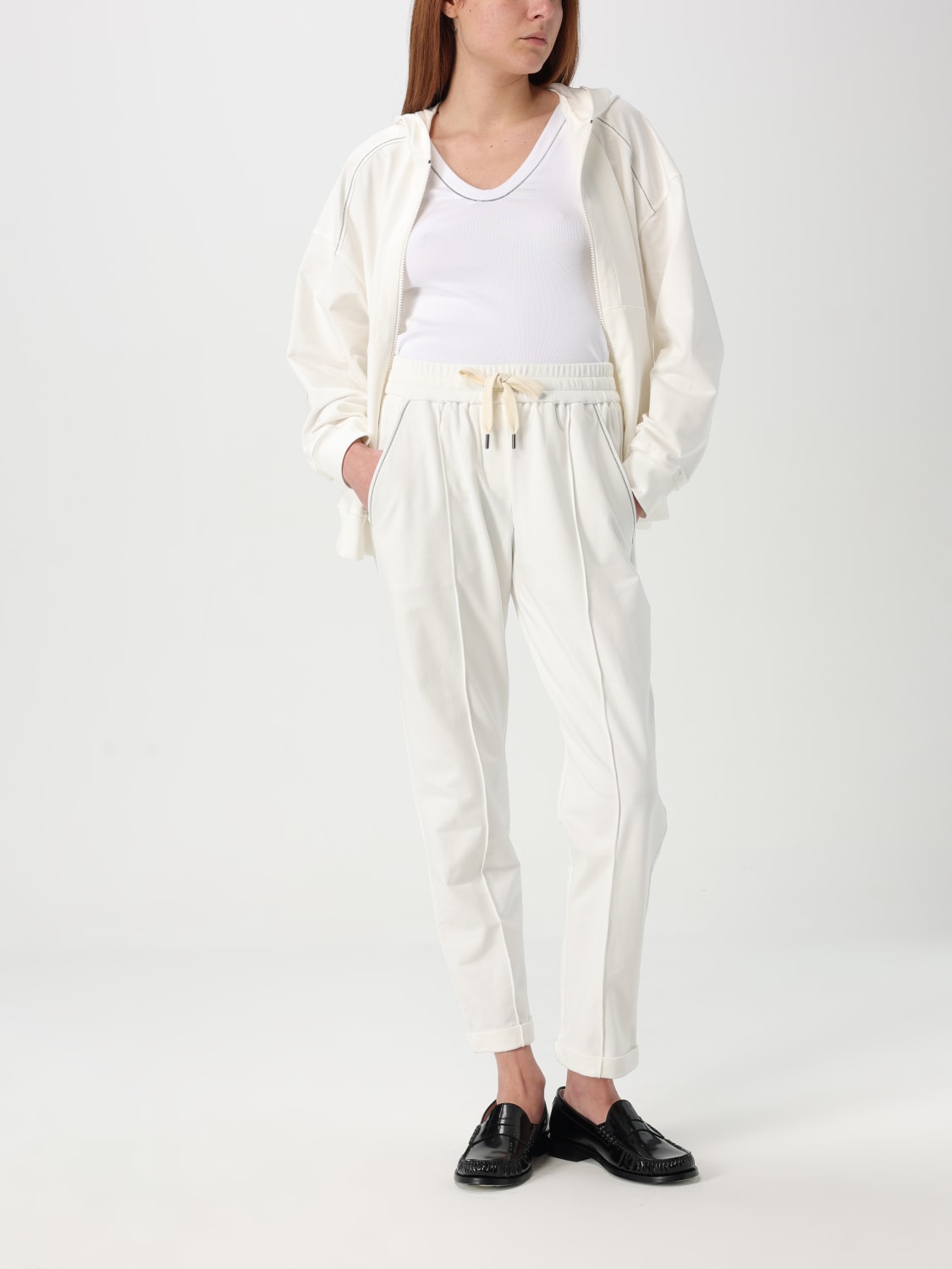 パンツ BRUNELLO CUCINELLI Women Straight Pants MH827FB799 C600 Whit BRUNELLO CUCINELLI: Pants woman - White | Brunello Cucinelli