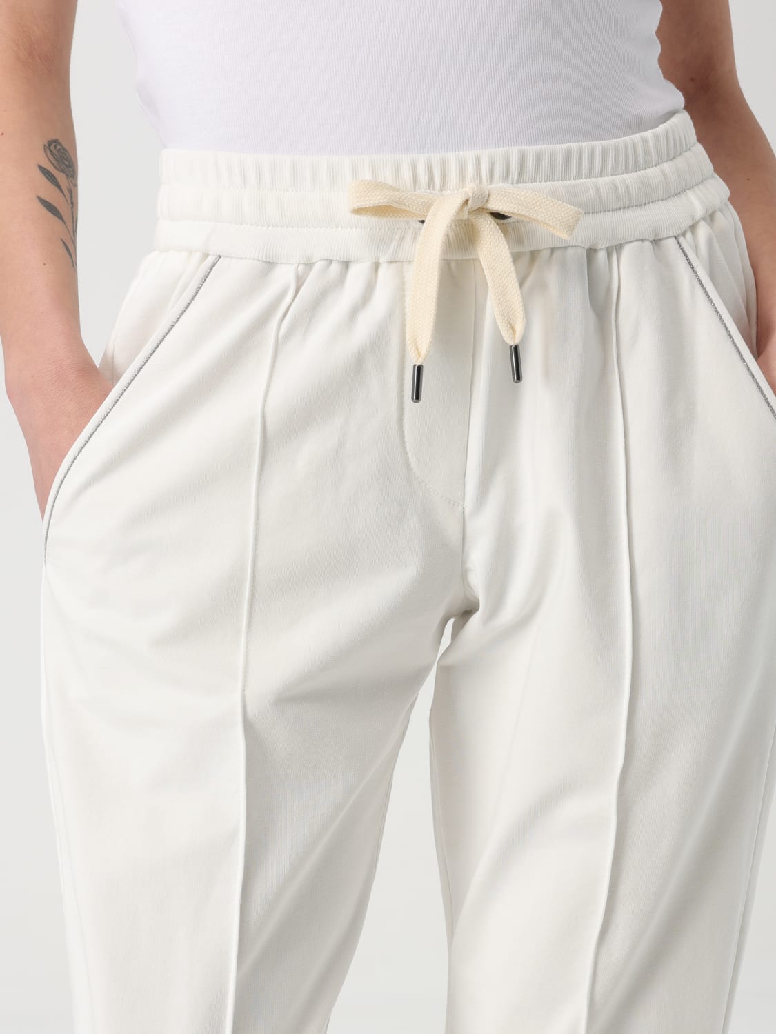 パンツ BRUNELLO CUCINELLI Women Straight Pants MH827FB799 C600 Whit BRUNELLO CUCINELLI: Pants woman - Natural | Brunello