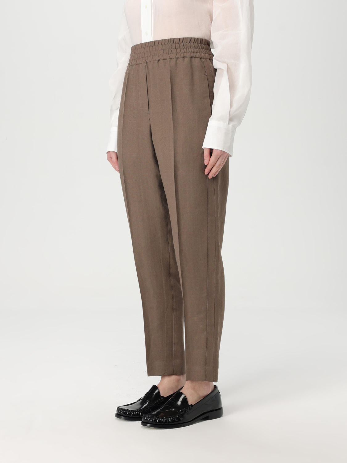 BRUNELLO CUCINELLI: Pants woman - Brown | Brunello Cucinelli