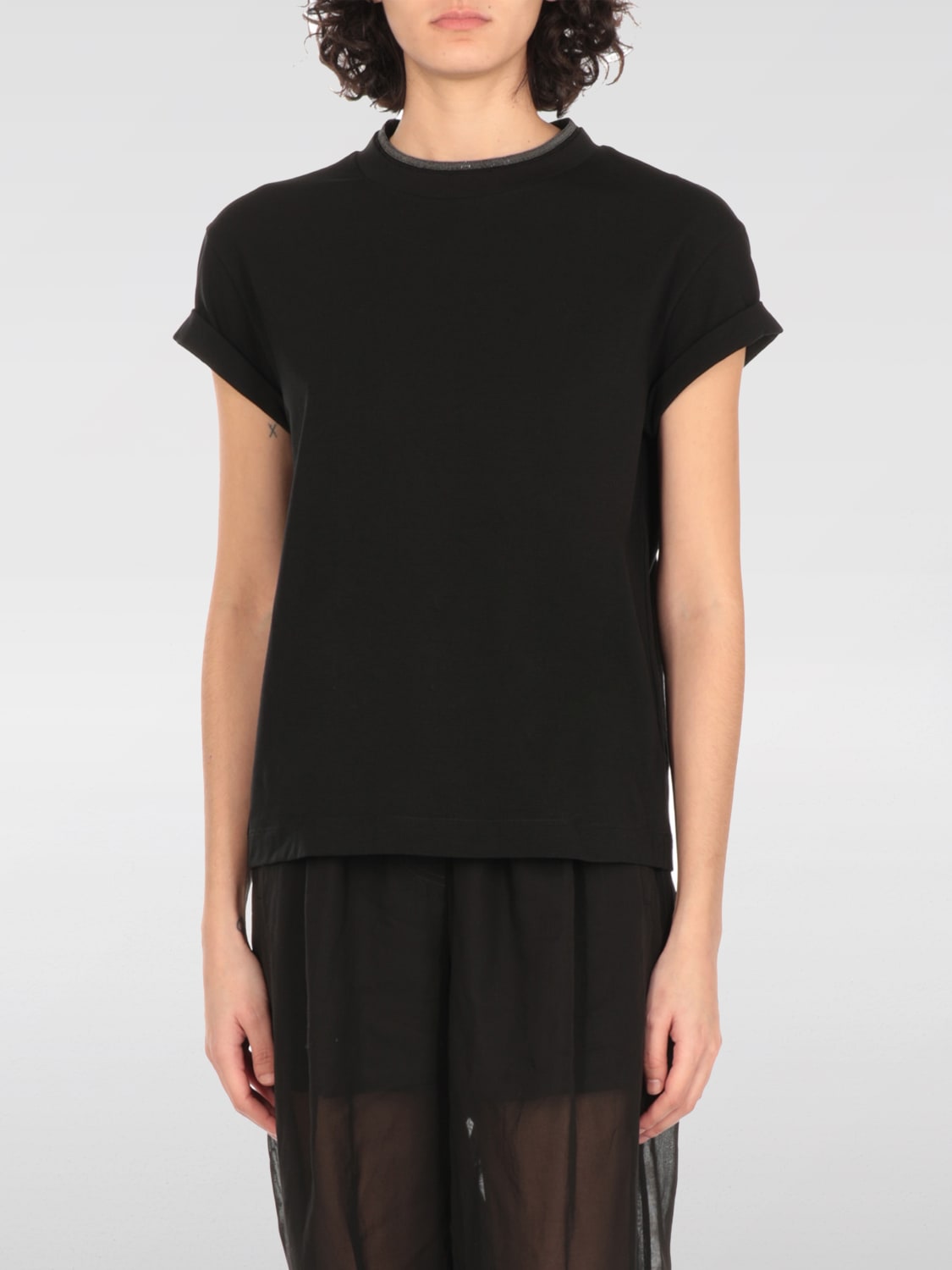 BRUNELLO CUCINELLI T-SHIRT: T-shirt woman Brunello Cucinelli, Black - Img 1